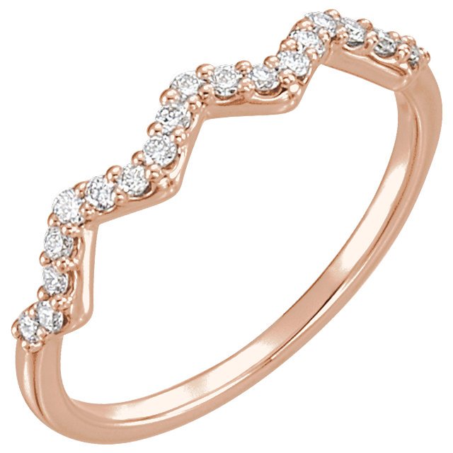 14KT Gold 1/5 CTW Diamond Wavy Stackable Ring 4 / Rose,4.5 / Rose,5 / Rose,5.5 / Rose,6 / Rose,6.5 / Rose,7 / Rose,7.5 / Rose,8 / Rose,8.5 / Rose,9 / Rose