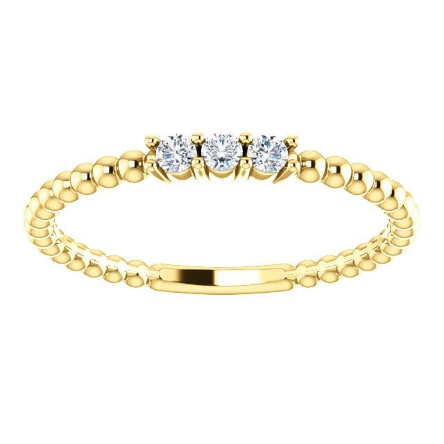 14KT Gold 1/10 CTW Diamond 3 Stone Beaded Stackable Ring 4 / Rose,4 / White,4 / Yellow,4.5 / Rose,4.5 / White,4.5 / Yellow,5 / Rose,5 / White,5 / Yellow,5.5 / Rose,5.5 / White,5.5 / Yellow,6 / Rose,6 / White,6 / Yellow,6.5 / Rose,6.5 / White,6.5 / Yellow,7 / Rose,7 / White,7 / Yellow,7.5 / Rose,7.5 / White,7.5 / Yellow,8 / Rose,8 / White,8 / Yellow,8.5 / Rose,8.5 / White,8.5 / Yellow,9 / Rose,9 / White,9 / Yellow