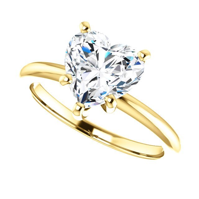 14KT GOLD 2.00 CT HEART DIAMOND SOLITAIRE RING Yellow / 4 / I1