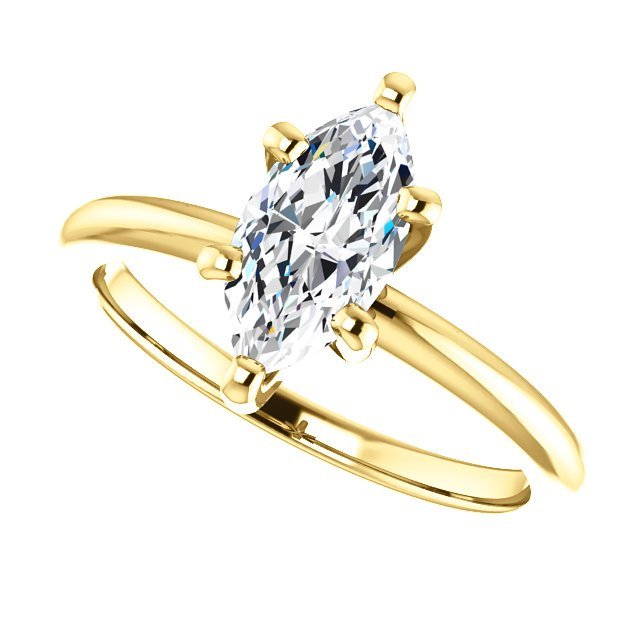 14kt Gold 1.00 ct Marquise Diamond Solitare Ring I1 / Yellow / 4