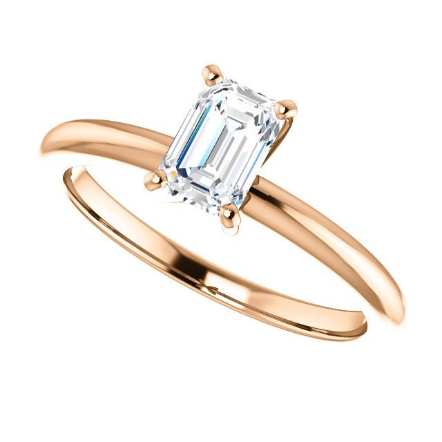 14KT GOLD 1/2 CT RADIANT DIAMOND SOLITAIRE RING Rose / 4 / I1