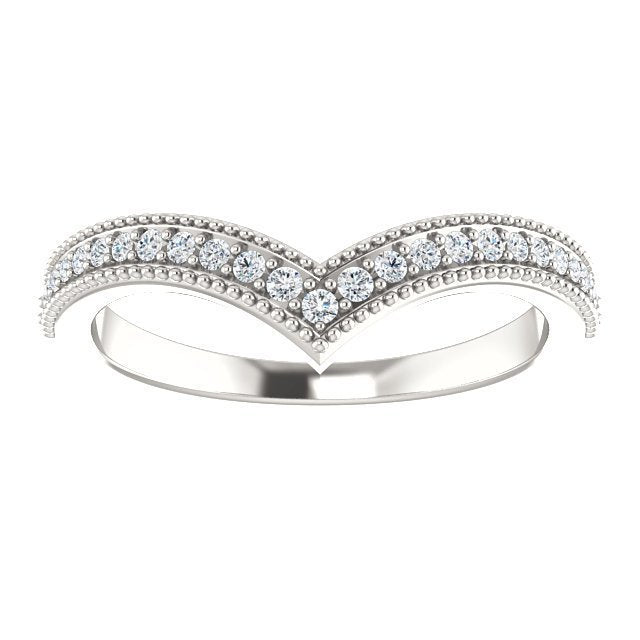 Sterling Silver 1/6 CTW Diamond Stackable "V" Ring 4,4.5,5,5.5,6,6.5,7,7.5,8,8.5,9
