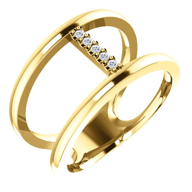 14KT Gold .04 CTW Diamond Negative Space Ring 4 / Yellow,4.5 / Yellow,5 / Yellow,5.5 / Yellow,6 / Yellow,6.5 / Yellow,7 / Yellow,7.5 / Yellow,8 / Yellow,8.5 / Yellow,9 / Yellow