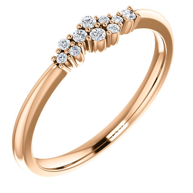 14KT Gold 1/10 CTW Diamond Stackable Cluster Ring 4 / Rose,4.5 / Rose,5 / Rose,5.5 / Rose,6 / Rose,6.5 / Rose,7 / Rose,7.5 / Rose,8 / Rose,8.5 / Rose,9 / Rose