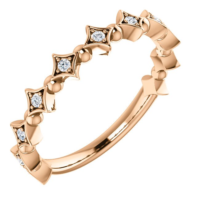 14KT Gold 1/10 CTW Round Diamond Stackable Ring 4 / Rose,4.5 / Rose,5 / Rose,5.5 / Rose,6 / Rose,6.5 / Rose,7 / Rose,7.5 / Rose,8 / Rose,8.5 / Rose,9 / Rose