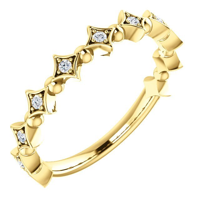14KT Gold 1/10 CTW Round Diamond Stackable Ring 4 / Yellow,4.5 / Yellow,5 / Yellow,5.5 / Yellow,6 / Yellow,6.5 / Yellow,7 / Yellow,7.5 / Yellow,8 / Yellow,8.5 / Yellow,9 / Yellow