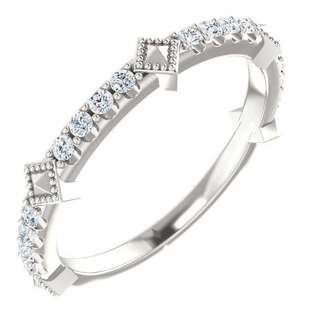 Sterling Silver 1/4 CTW Diamond Stackable Ring 4,4.5,5,5.5,6,6.5,7,7.5,8,8.5,9