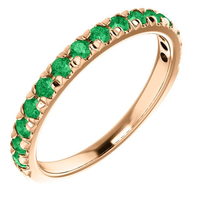 14KT Gold 0.60 CTW Emerald French-Set Anniversary Band 4 / Rose,4.5 / Rose,5 / Rose,5.5 / Rose,6 / Rose,6.5 / Rose,7 / Rose,7.5 / Rose,8 / Rose,8.5 / Rose,9 / Rose