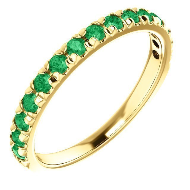 14KT Gold 0.60 CTW Emerald French-Set Anniversary Band 4 / Yellow,4.5 / Yellow,5 / Yellow,5.5 / Yellow,6 / Yellow,6.5 / Yellow,7 / Yellow,7.5 / Yellow,8 / Yellow,8.5 / Yellow,9 / Yellow