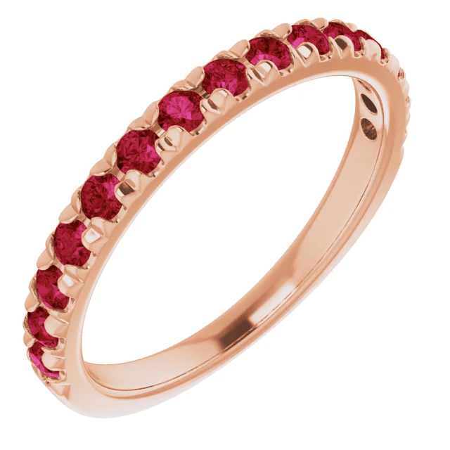14KT GOLD 0.60 CTW RUBY FRENCH-SET ANNIVERSARY BAND 4 / Rose,4.5 / Rose,5 / Rose,5.5 / Rose,6 / Rose,6.5 / Rose,7 / Rose,7.5 / Rose,8 / Rose,8.5 / Rose,9 / Rose