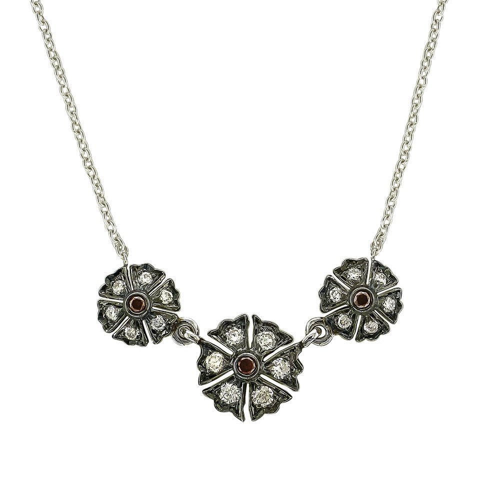 18KT Sethi Couture 3-Flower Diamond Necklace