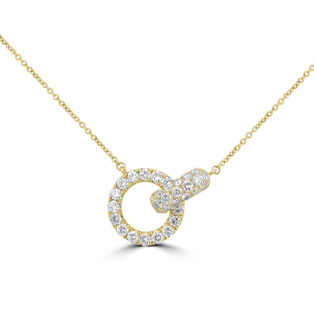 18KT Gold 1 CTW Interlocking Circle & Oval Diamond Necklace Yellow