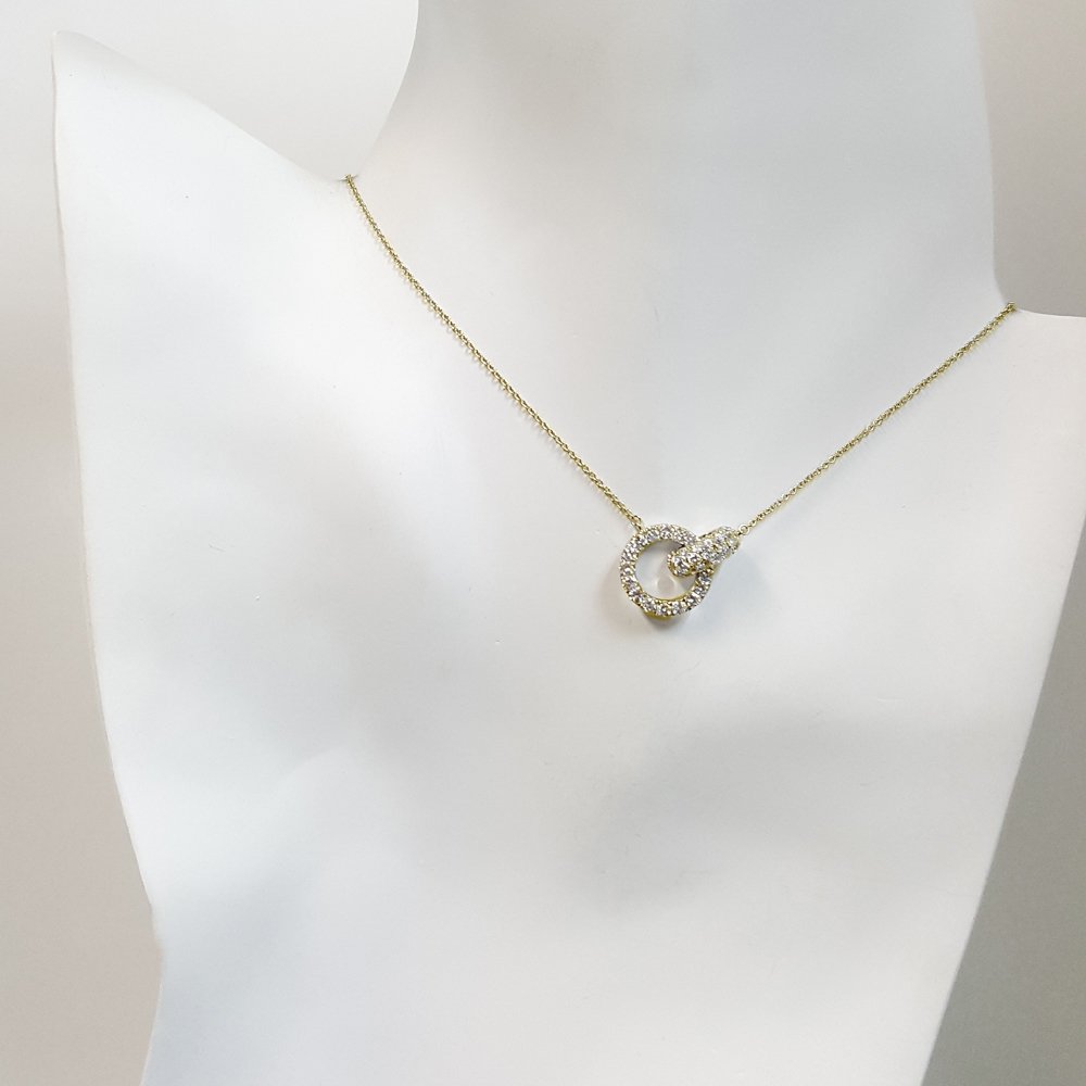 18KT Gold 1 CTW Interlocking Circle & Oval Diamond Necklace White,Yellow,Rose,White and Yellow,Rose and White