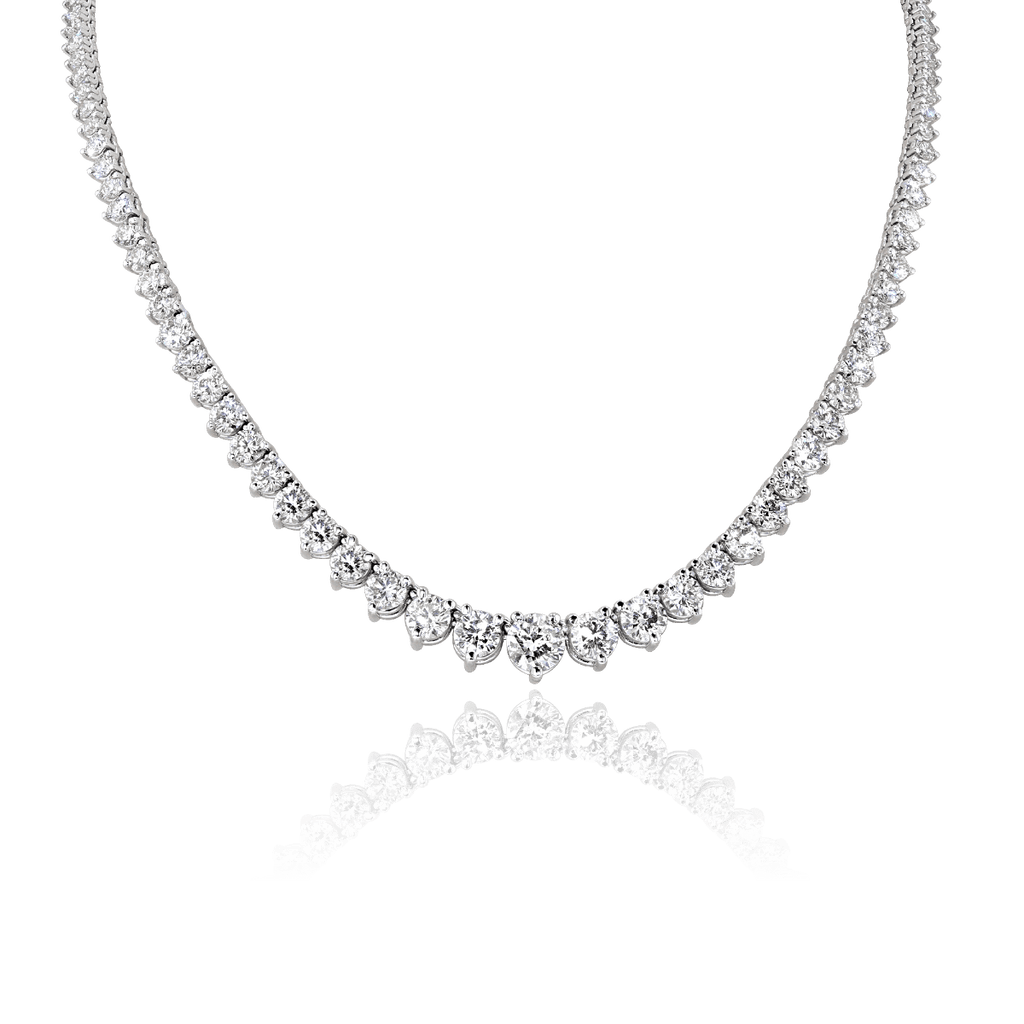 18KT White Gold 15.15 CTW Round Diamond 18" Riviera Necklace