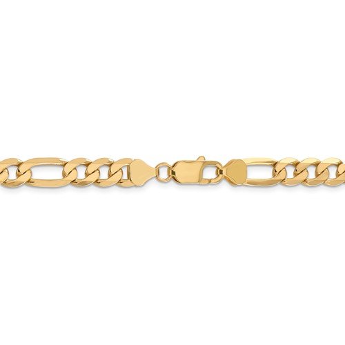 14KT Gold 7.5MM Solid Flat Figaro Chain Bracelet 8 Inch,9 Inch
