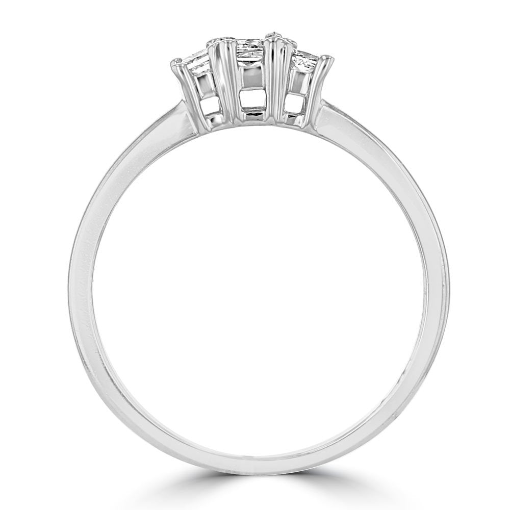 14KT White Gold 1/3 CTW Princess Cut Diamond 3 Stone Ring 4,4.5,5,5.5,6,6.5,7,7.5,8,8.5,9