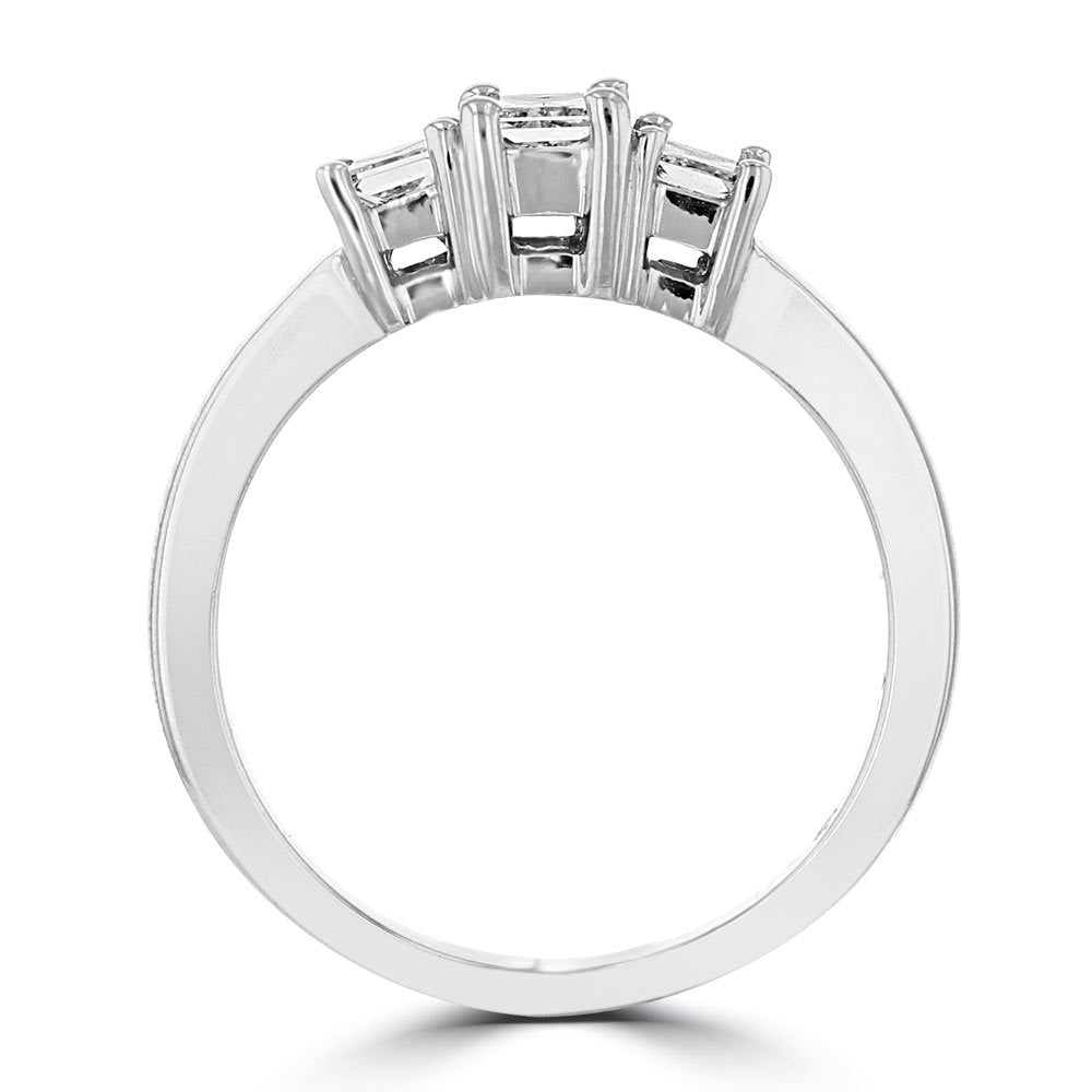 14KT White Gold 1/2 CTW Princess Cut Diamond 3 Stone Ring 4,4.5,5,5.5,6,6.5,7,7.5,8,8.5,9