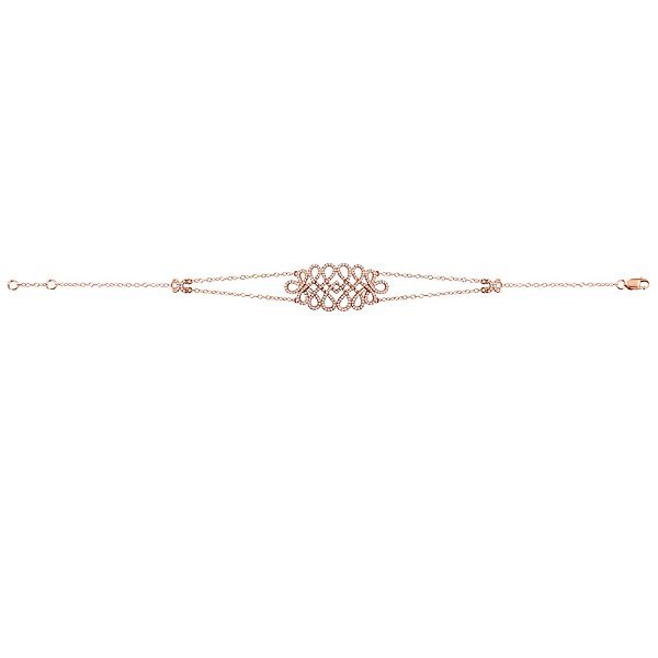 14KT Rose Gold 3/8 CTW Diamond Cable Link Woven Bracelet