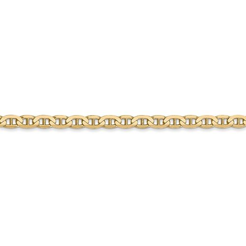 14KT Yellow Gold 3MM Concave Anchor Chain Necklace - 4 Lengths 16 Inch,18 Inch,20 Inch,24 Inch