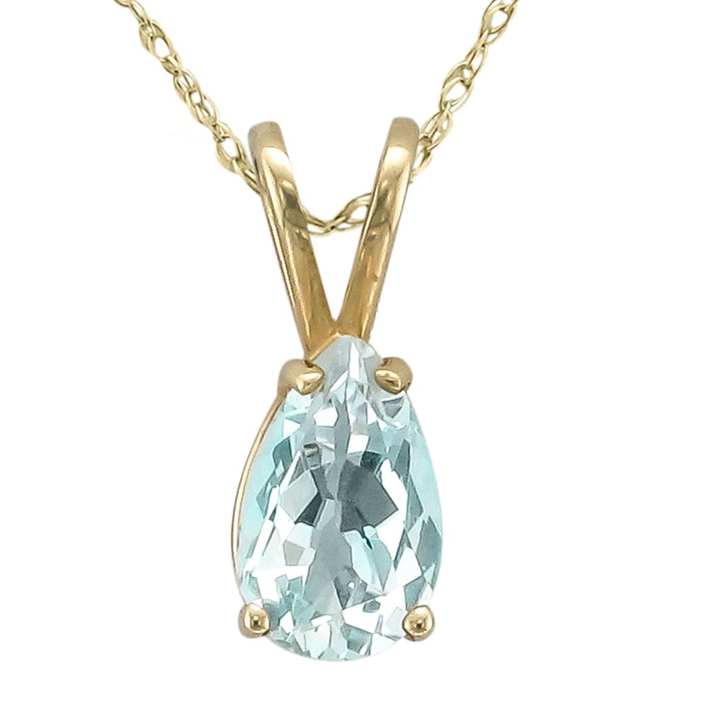 14KT GOLD PEAR SHAPE AQUAMARINE NECKLACE Yellow Gold