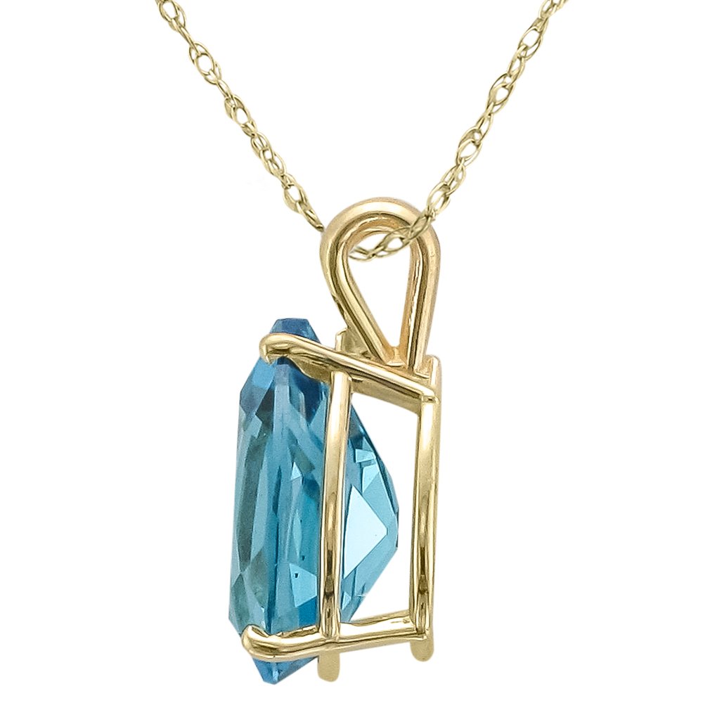 14KT YELLOW GOLD 3.60 CT PEAR SHAPE SWISS BLUE TOPAZ NECKLACE