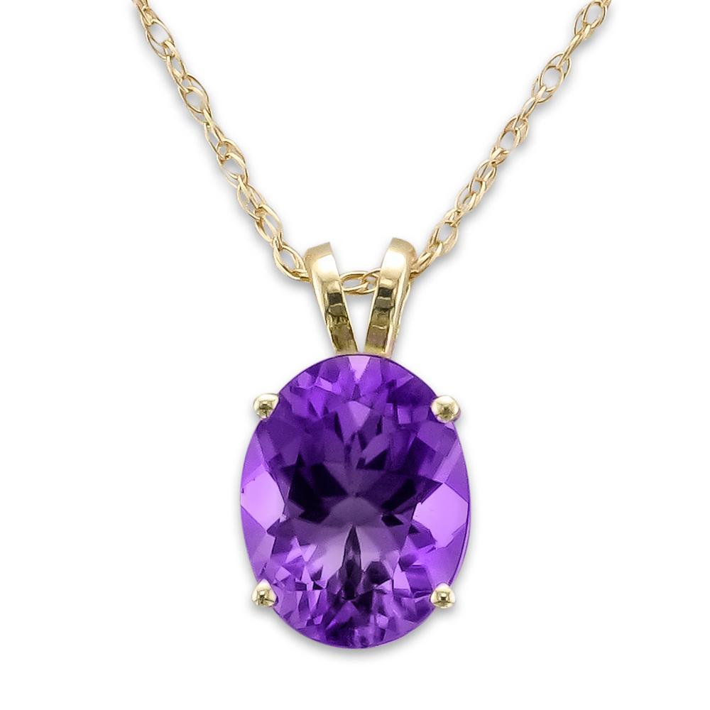 14KT GOLD 1.60 CT OVAL AMETHYST NECKLACE Yellow