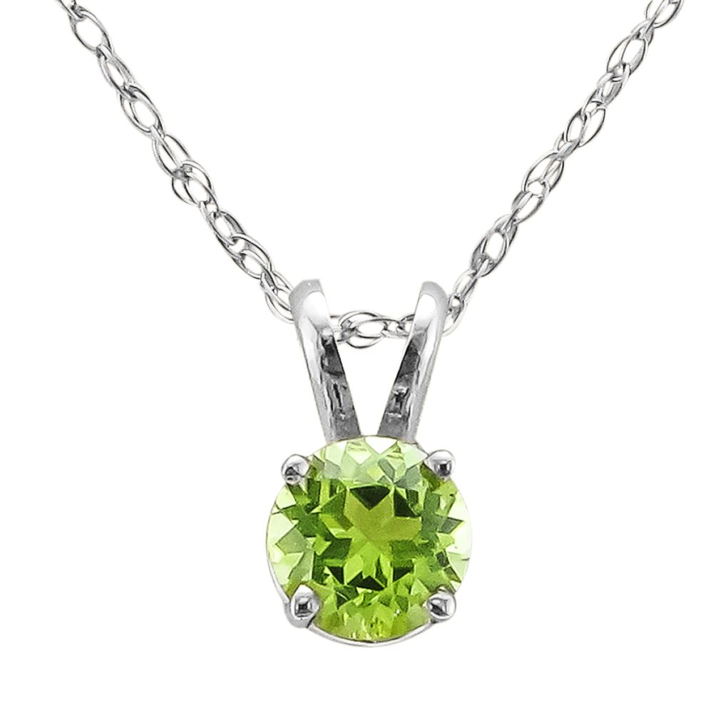 14KT GOLD .50 CT ROUND PERIDOT SOLITAIRE NECKLACE White