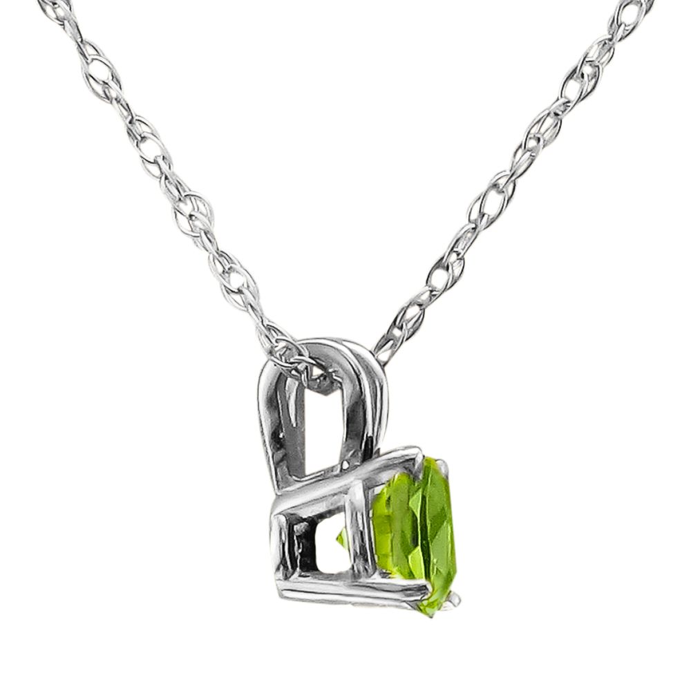 14KT GOLD .50 CT ROUND PERIDOT SOLITAIRE NECKLACE White,Yellow