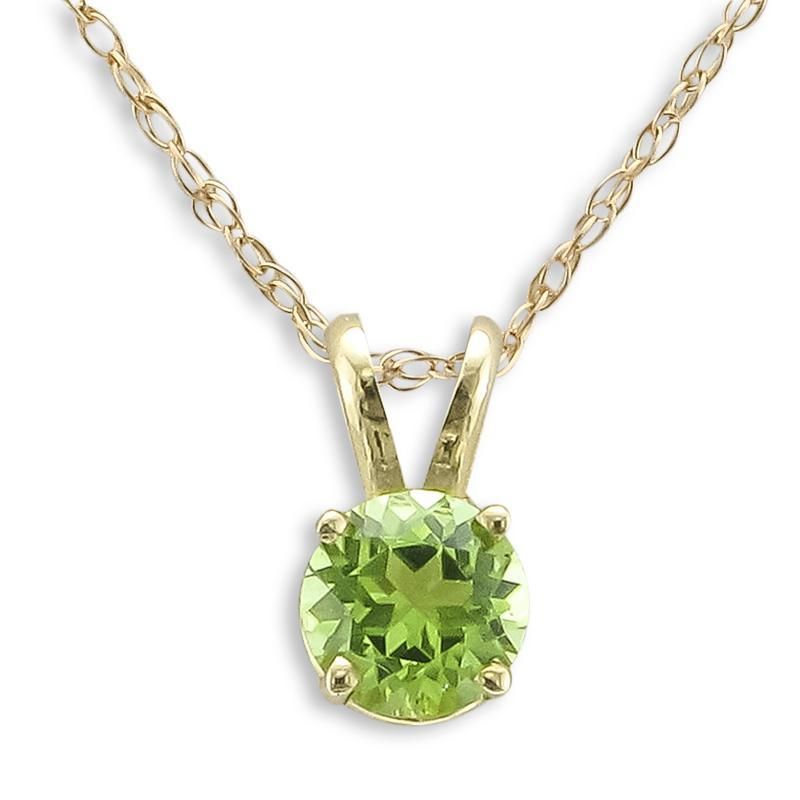 14KT GOLD .50 CT ROUND PERIDOT SOLITAIRE NECKLACE Yellow