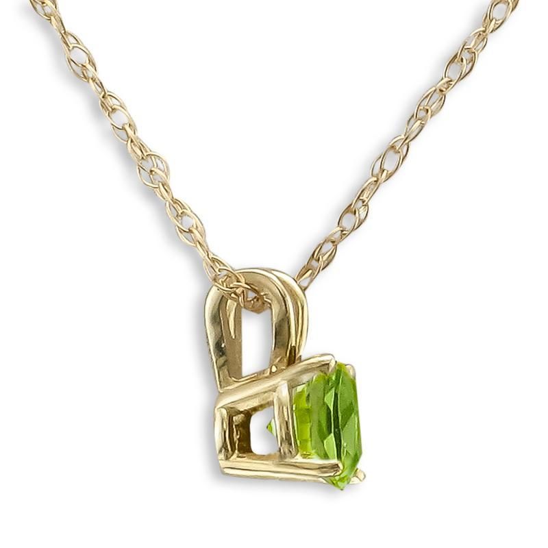 14KT GOLD .50 CT ROUND PERIDOT SOLITAIRE NECKLACE White,Yellow