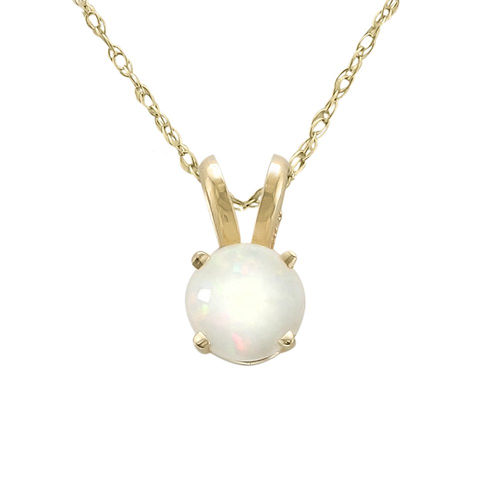 14KT YELLOW GOLD 5MM ROUND OPAL NECKLACE