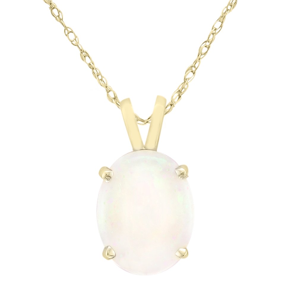 14KT YELLOW GOLD OVAL OPAL NECKLACE
