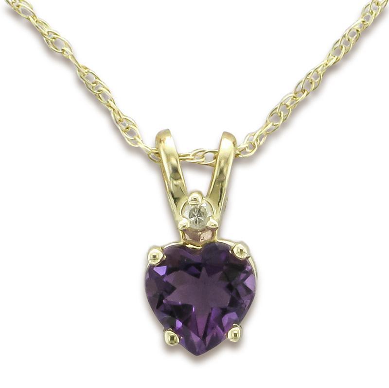 14KT GOLD 0.70 CT HEART AMETHYST AND DIAMOND NECKLACE Yellow