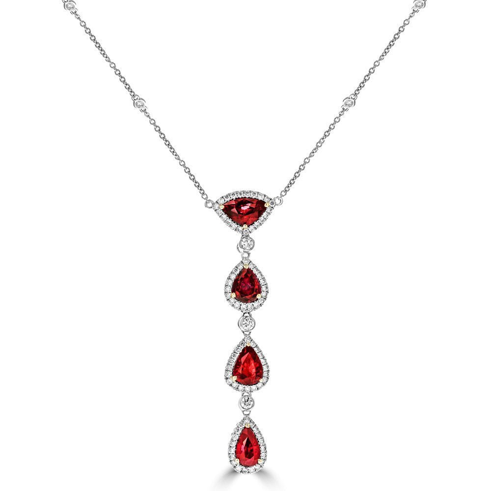 JULEVE 18KT TWO TONE 4.43 CTW RUBY & .96 CTW DIAMOND NECKLACE