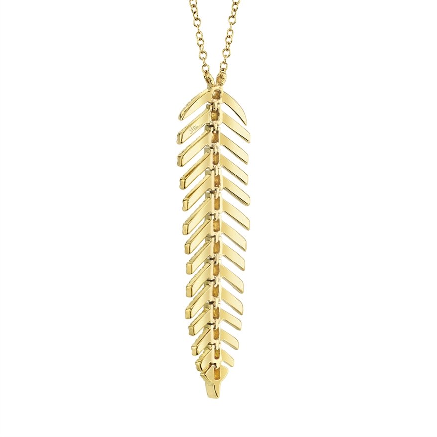 14KT Gold 0.29 CTW Diamond Feather Necklace White,Yellow,Rose