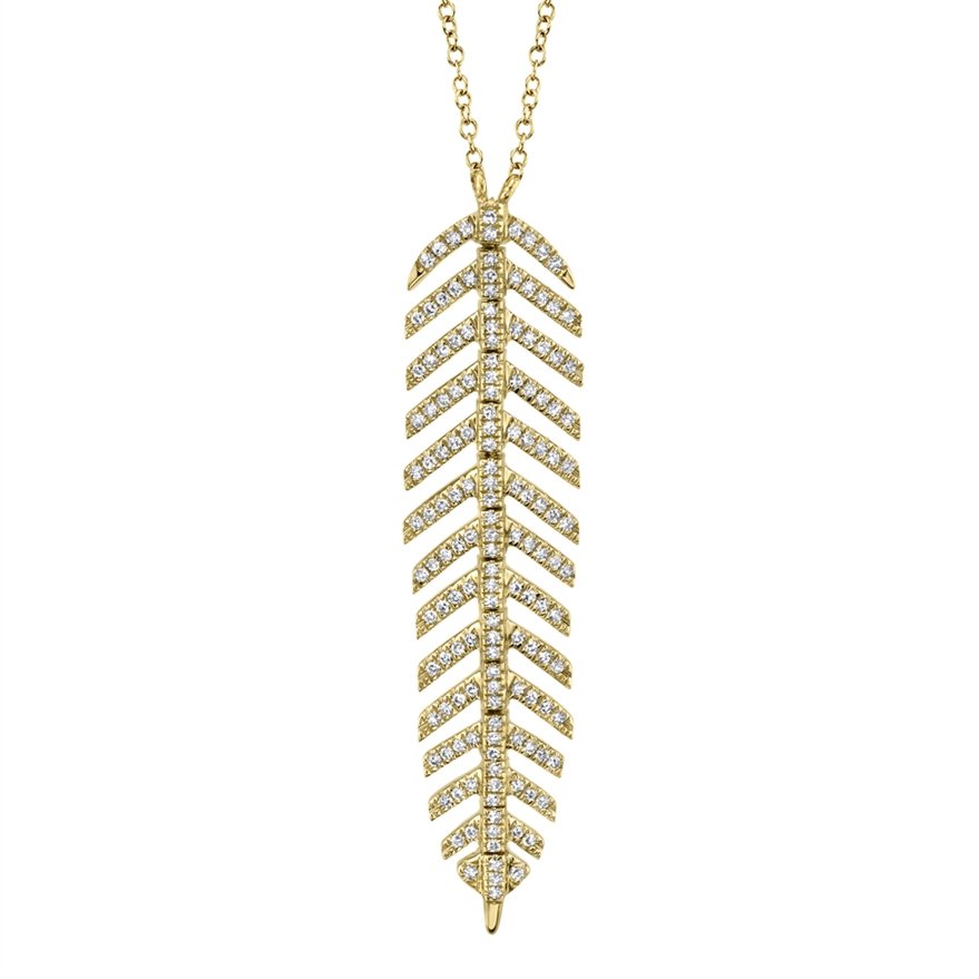 14KT Gold 0.29 CTW Diamond Feather Necklace Yellow