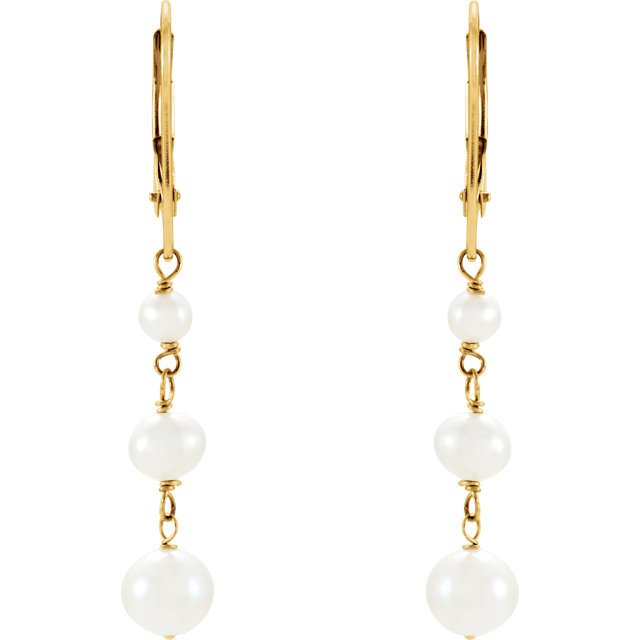 14KT Yellow Gold Freshwater Cultured Pearl Earrings