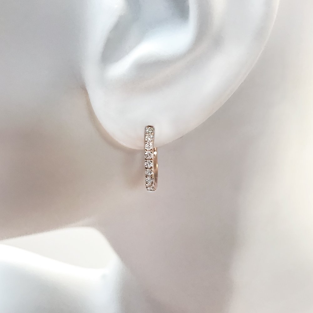 14KT Rose Gold .31 CTW Diamond Hoop Earrings