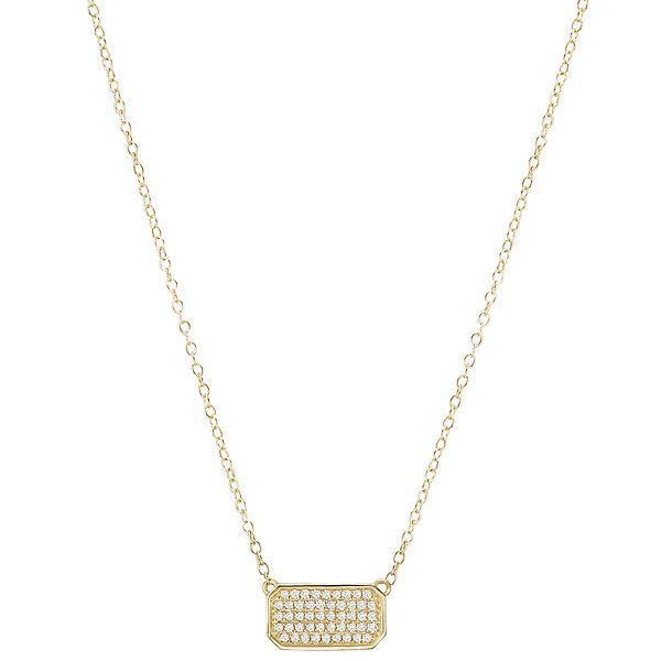 14KT Yellow Gold 1/7 CTW Diamond Rectangle Necklace