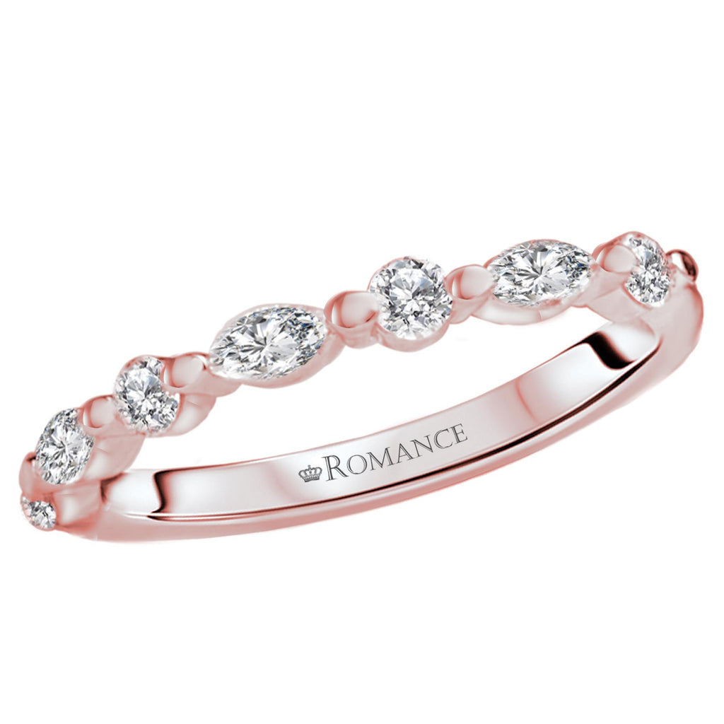 14KT Gold 1/3 CTW Diamond Round & Marquise Floating Band Rose / 4,Rose / 4.5,Rose / 5,Rose / 5.5,Rose / 6,Rose / 6.5,Rose / 7,Rose / 7.5,Rose / 8,Rose / 8.5,Rose / 9