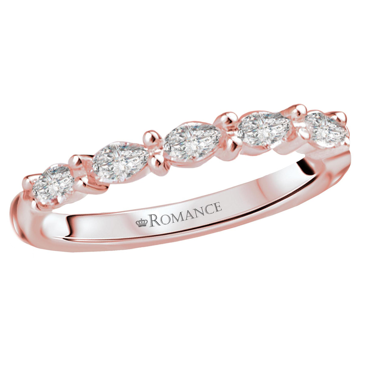 14KT Gold 1/4 CTW Marquise Diamond 5 Stone Band Rose / 4,Rose / 4.5,Rose / 5,Rose / 5.5,Rose / 6,Rose / 6.5,Rose / 7,Rose / 7.5,Rose / 8,Rose / 8.5,Rose / 9