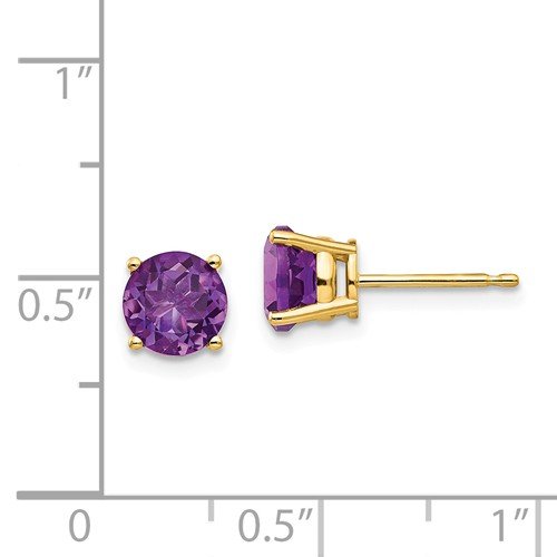 14KT GOLD 1.40 CTW ROUND AMETHYST EARRINGS White,Yellow