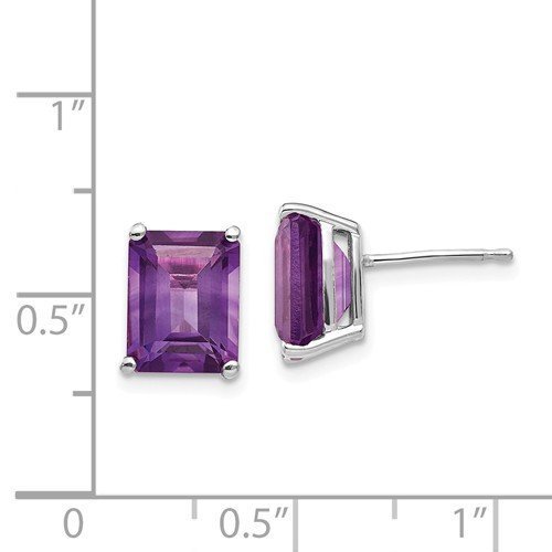 14KT GOLD 4.50 CTW EMERALD CUT AMETHYST EARRINGS White,Yellow