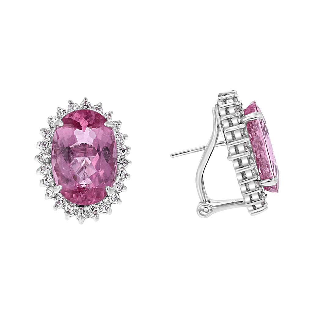 Juleve 12.36 CTW Pink Tourmaline & 1.44 CTW Diamond Halo Earrings