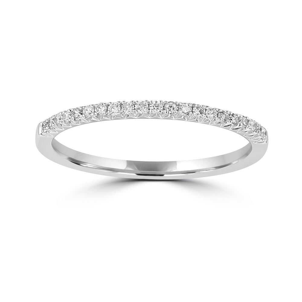 14KT White Gold 1/8 CTW Round Diamond French Pave Band 4,4.5,5,5.5,6,6.5,7,7.5,8,8.5,9