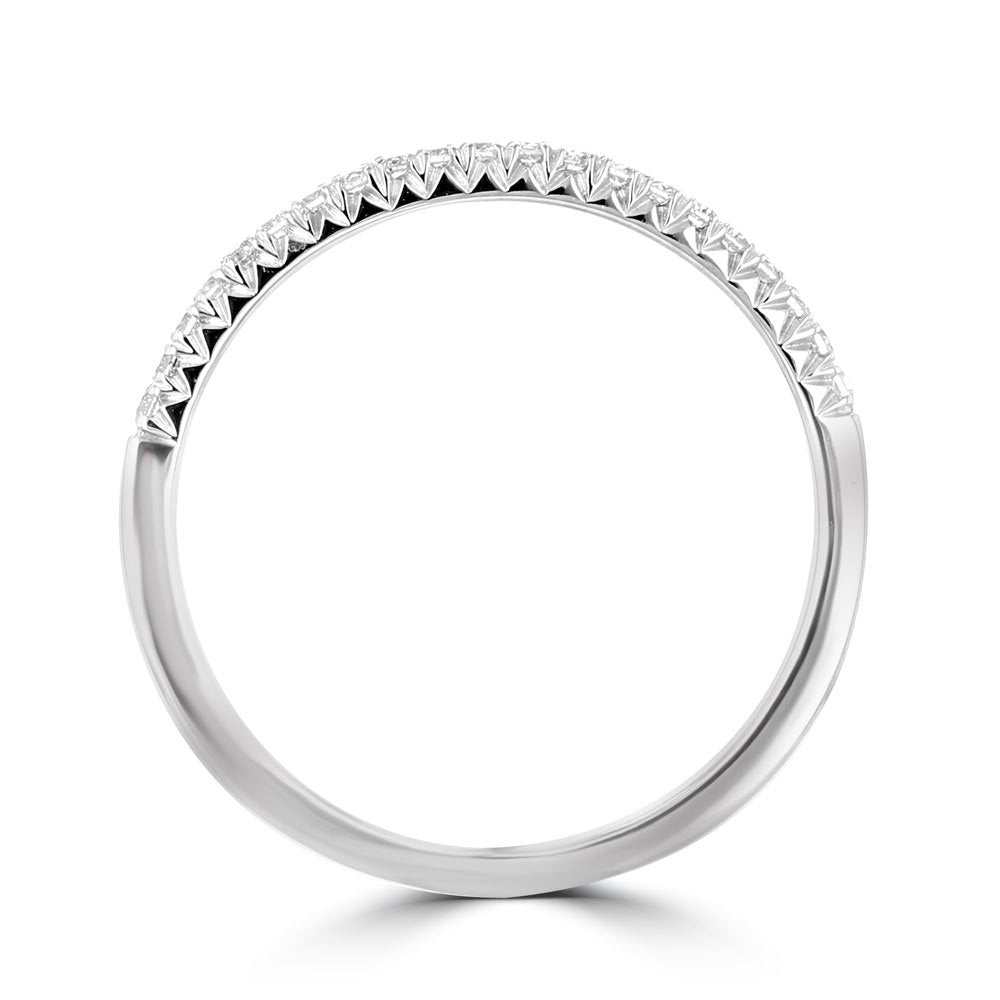 14KT White Gold 1/8 CTW Round Diamond French Pave Band 4,4.5,5,5.5,6,6.5,7,7.5,8,8.5,9
