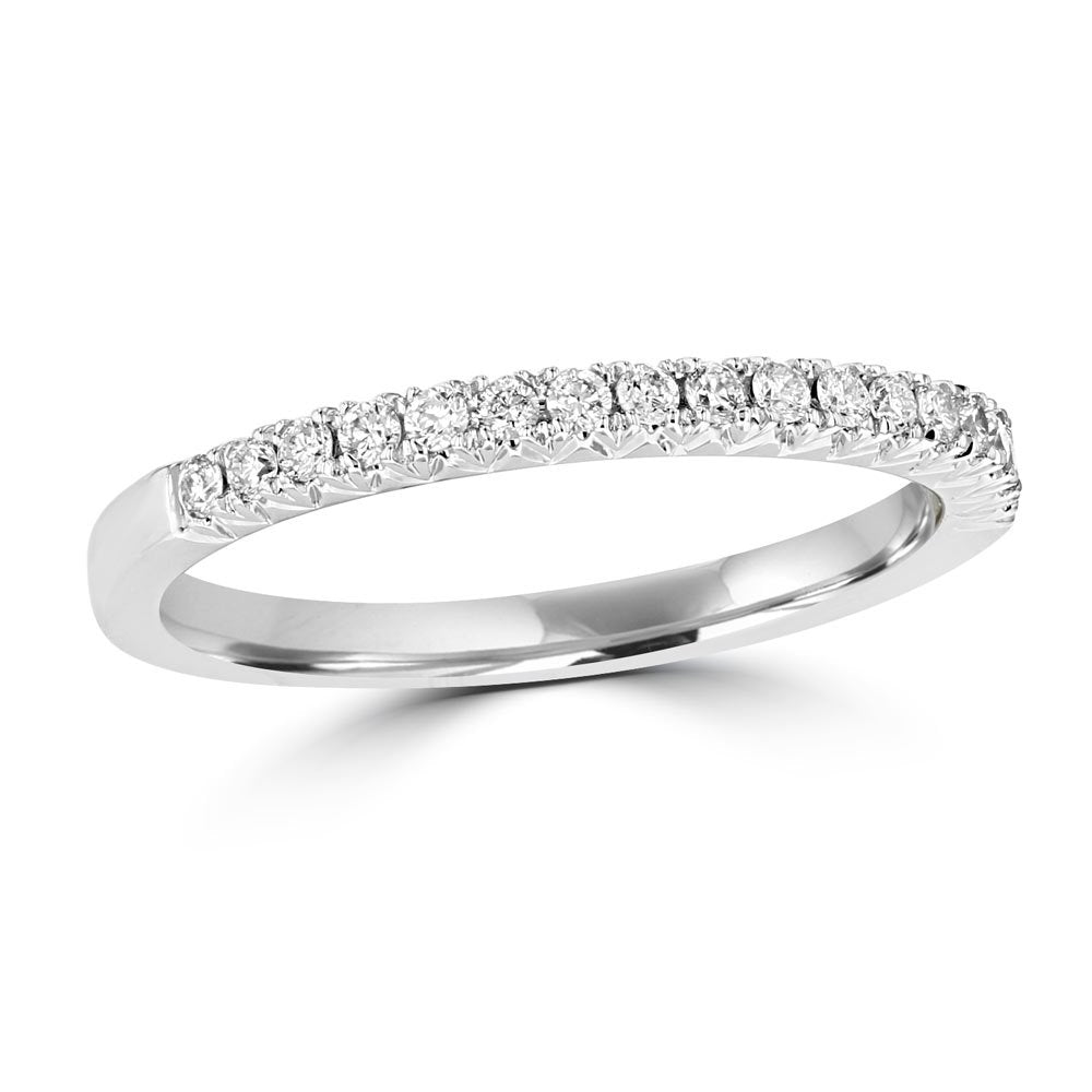14KT White Gold 1/4 CTW Round Diamond French Pave Band 4,4.5,5,5.5,6,6.5,7,7.5,8,8.5,9