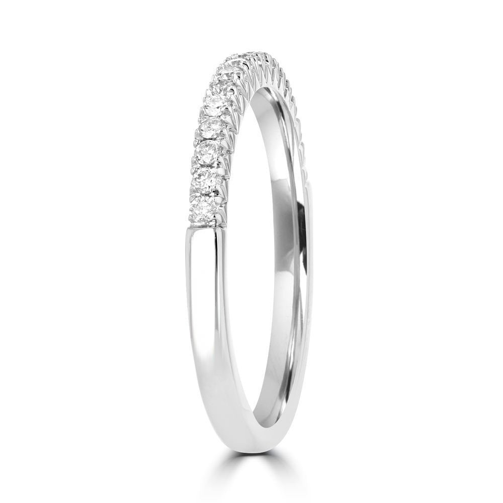 14KT White Gold 1/4 CTW Round Diamond French Pave Band 4,4.5,5,5.5,6,6.5,7,7.5,8,8.5,9