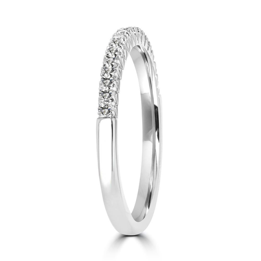 14KT White Gold 1/5 CTW Diamond French Pave Band 4,4.5,5,5.5,6,6.5,7,7.5,8,8.5,9