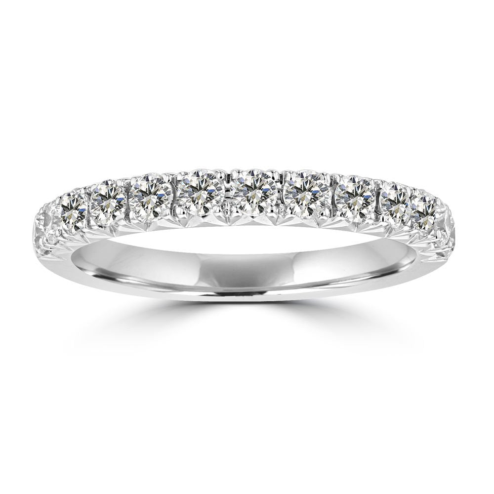 14KT White Gold 3/8 CTW Round Diamond French Pave Band 4,4.5,5,5.5,6,6.5,7,7.5,8,8.5,9